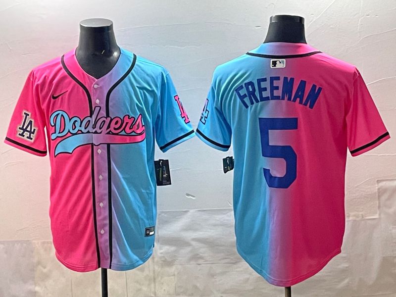 Men Los Angeles Dodgers #5 Freeman Blue pink Game 2025 Nike MLB Jersey style 008->los angeles dodgers->MLB Jersey